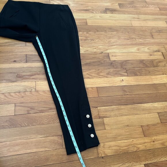 Chico's Black Slim-Fit Pants With Pearl Button Details On Cuffs Size M - Picture 6 of 10